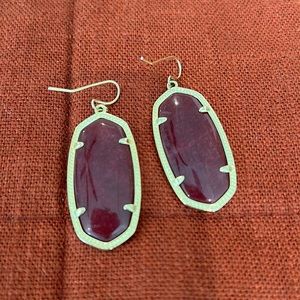 Kendra Scott dangle earrings - burgundy stone in gold setting